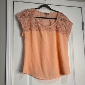 NY Collection Peach Rosette Blouse Size XL